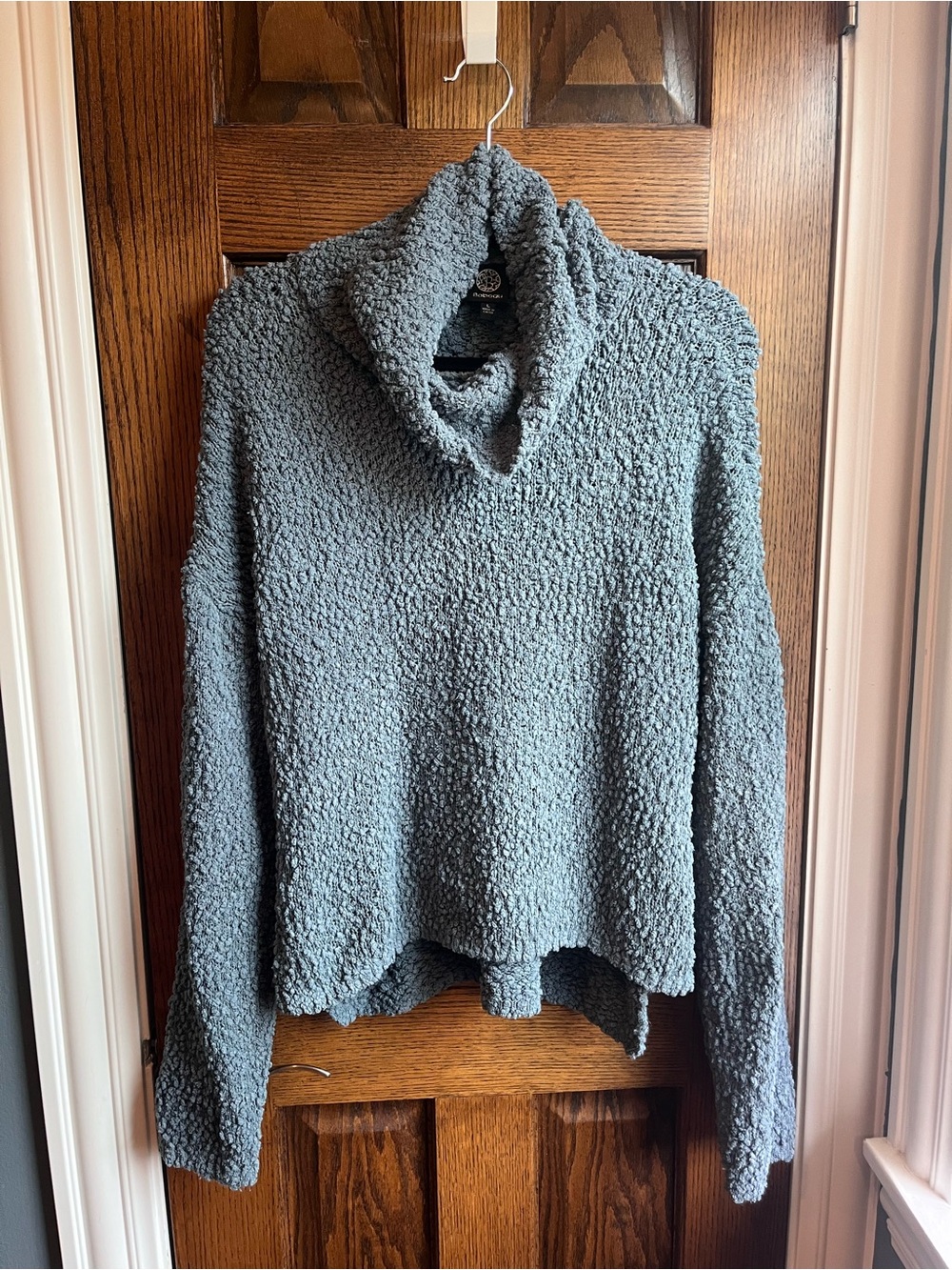 Plush Cowl Neck Sweater - Slate Gray Blue